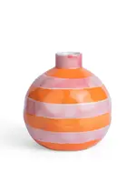 Round Bud Vase - Pink & Orange Stripe
