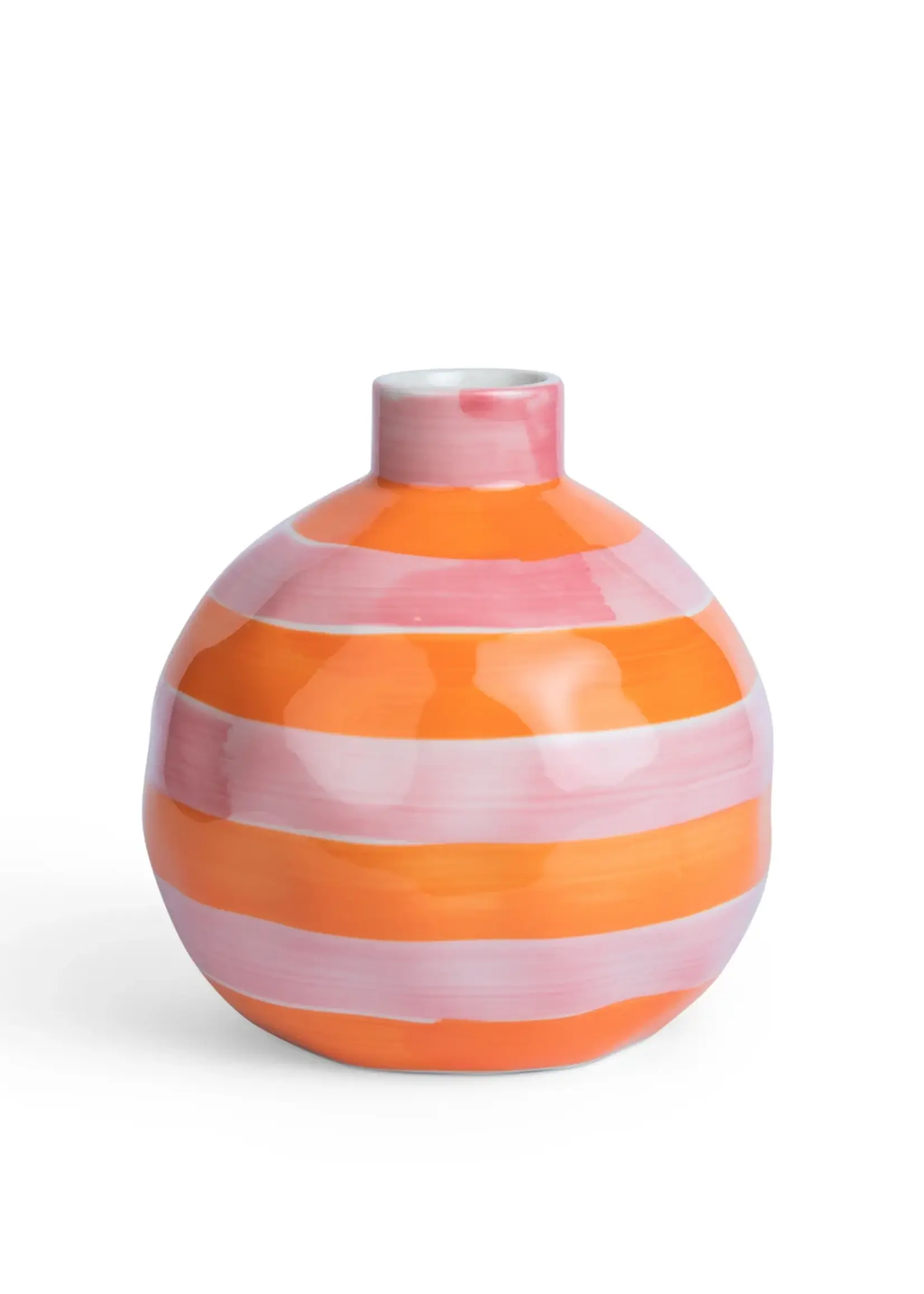 Round Bud Vase - Pink & Orange Stripe