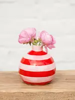 Round Bud Vase - Pink & Red Stripe