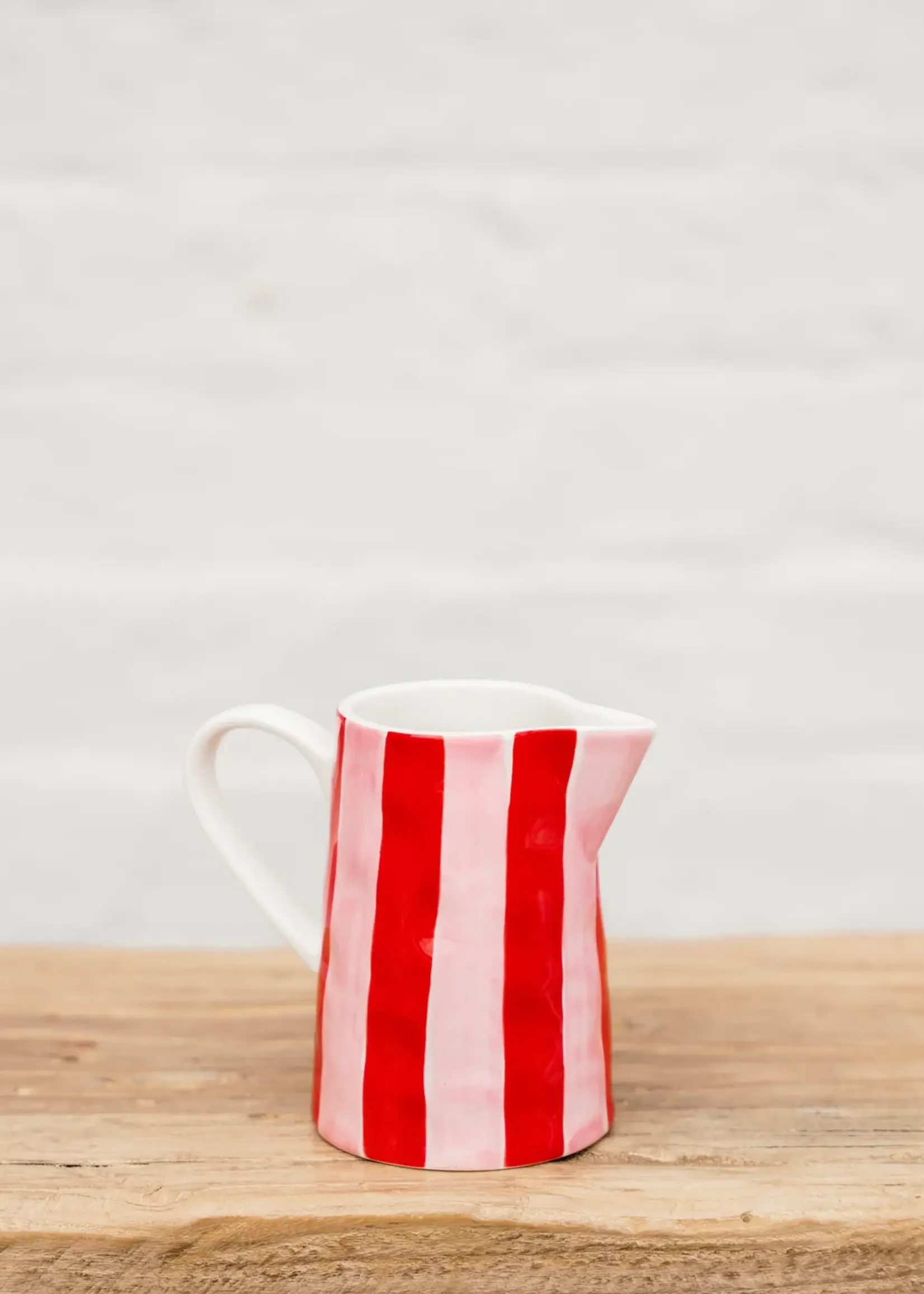 Milk Jug - Pink & Red Stripes