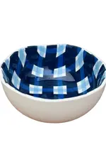 Medium Bowl - Navy & Cornflower Gingham