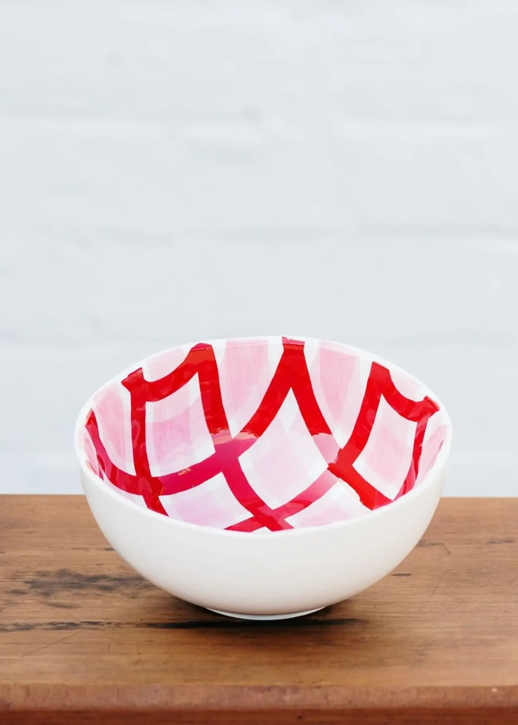 Medium Bowl - Red & Pink Gingham