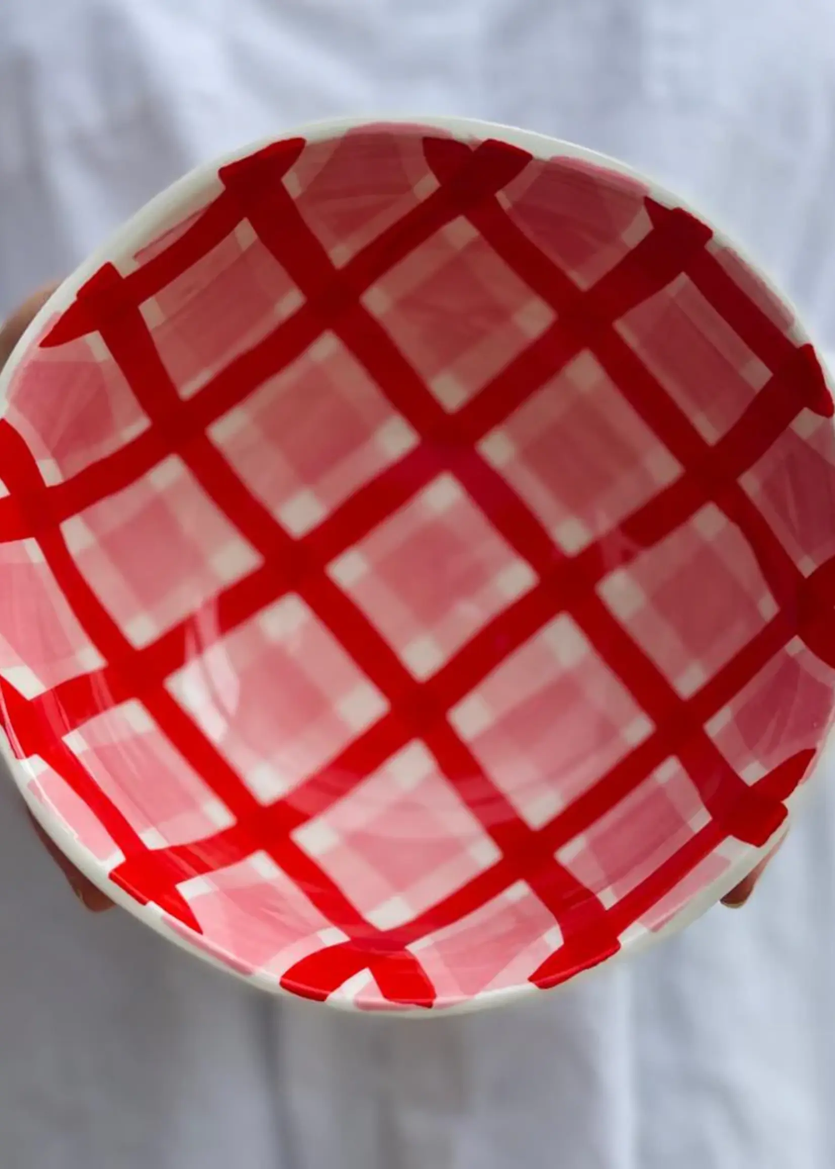 Medium Bowl - Red & Pink Gingham
