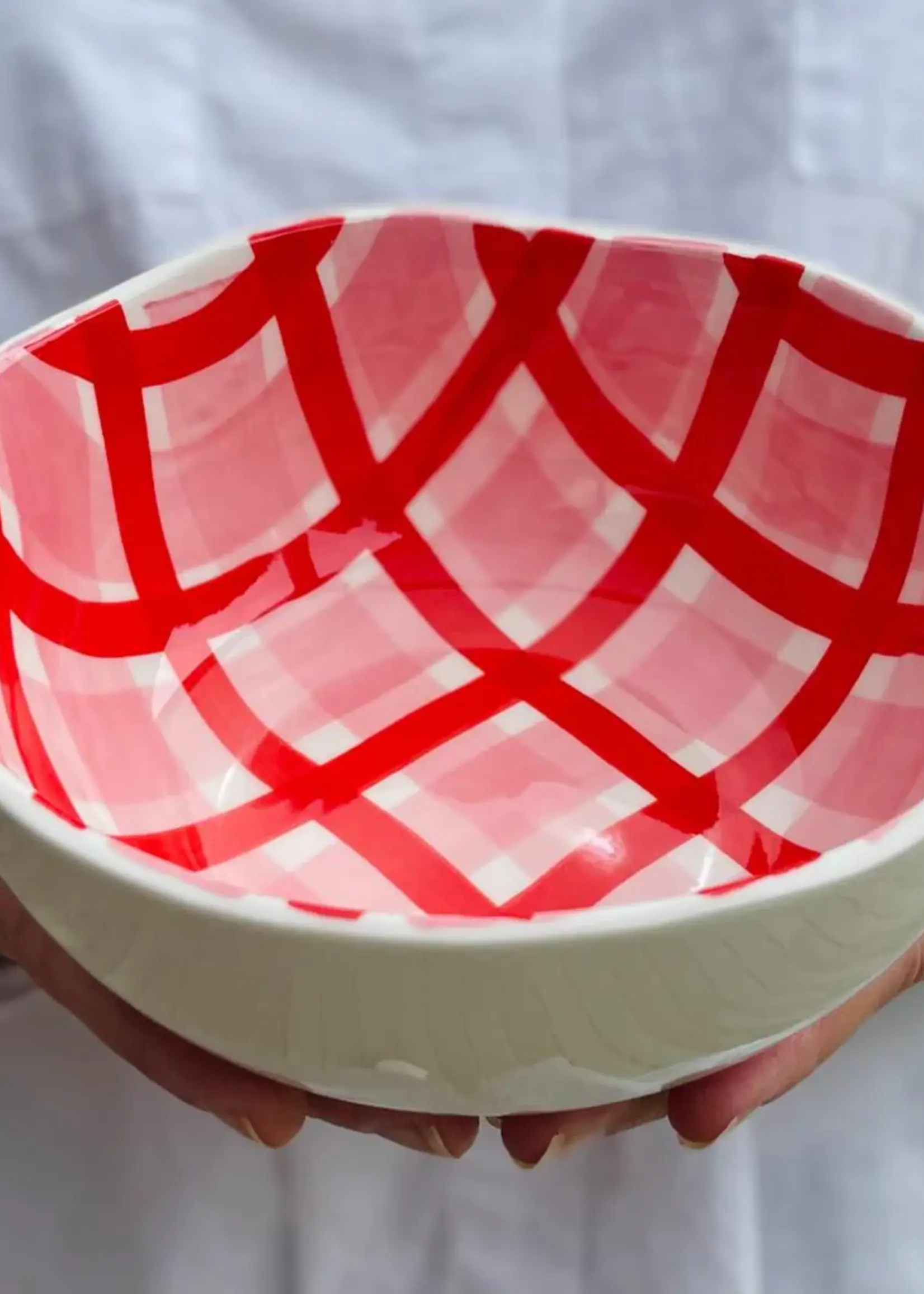 Medium Bowl - Red & Pink Gingham