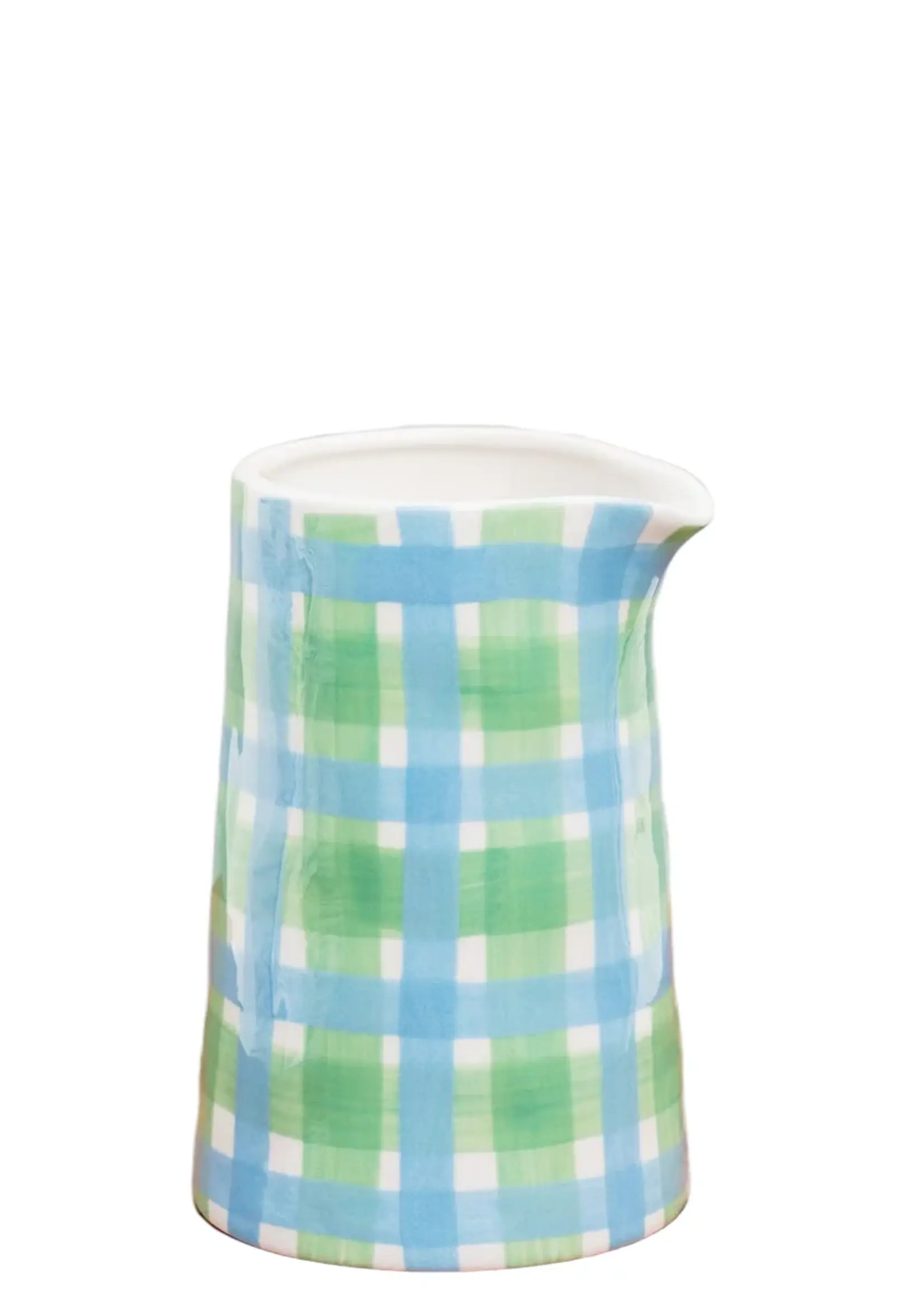 Milk Jug - Blue & Green Gingham