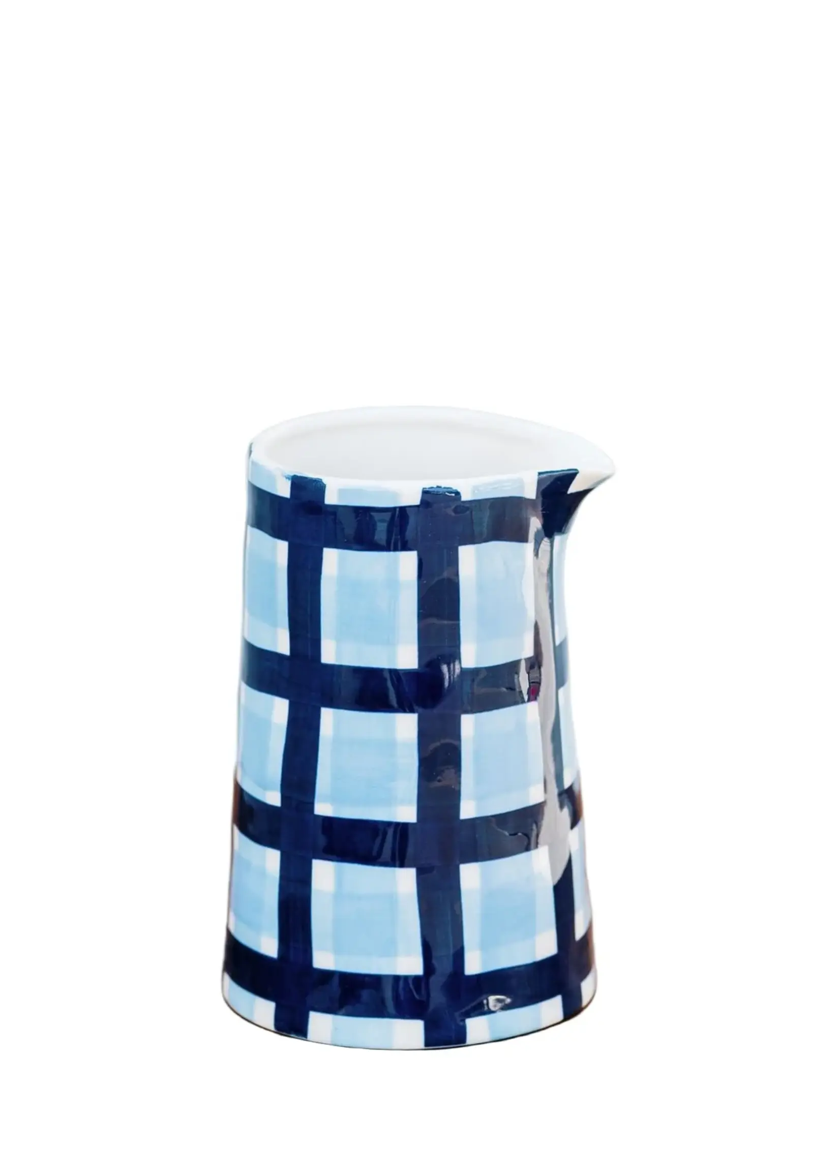 Milk Jug - Navy & Blue Gingham