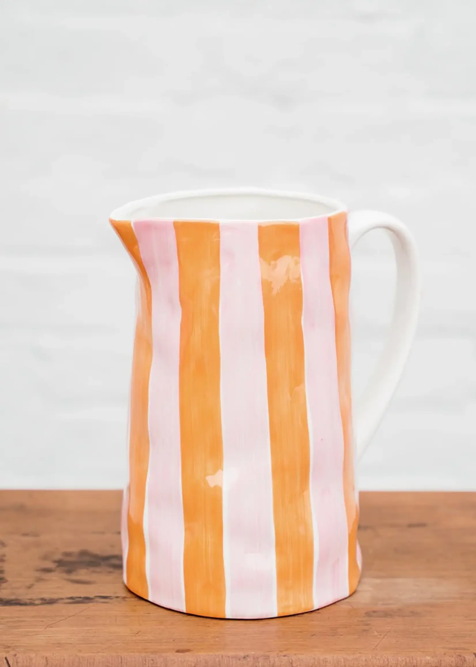 Noss and Co Medium Jug - Orange & Pink Stripe