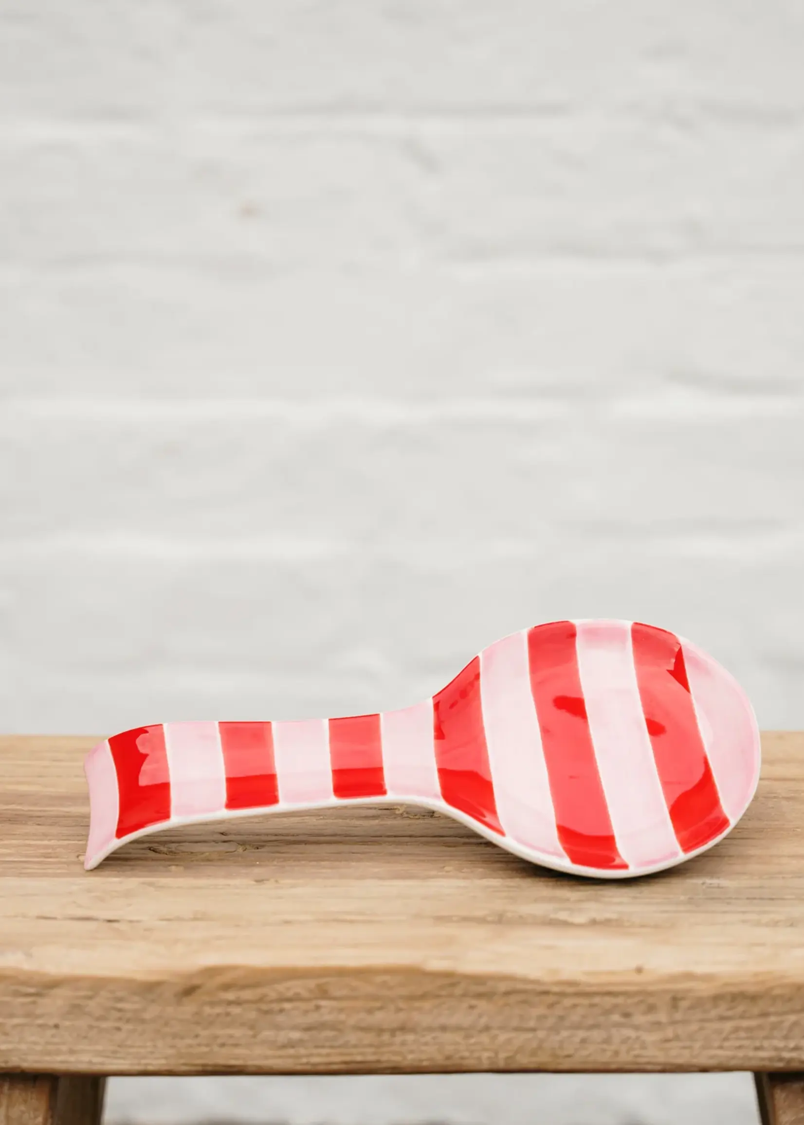Noss and Co Spoon Rest - Pink & Red Stripe