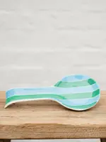 Spoon Rest - Green & Cornflower Stripe