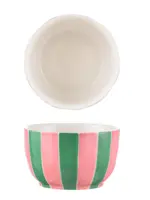 Small Bowl - Pink & Green Stripe