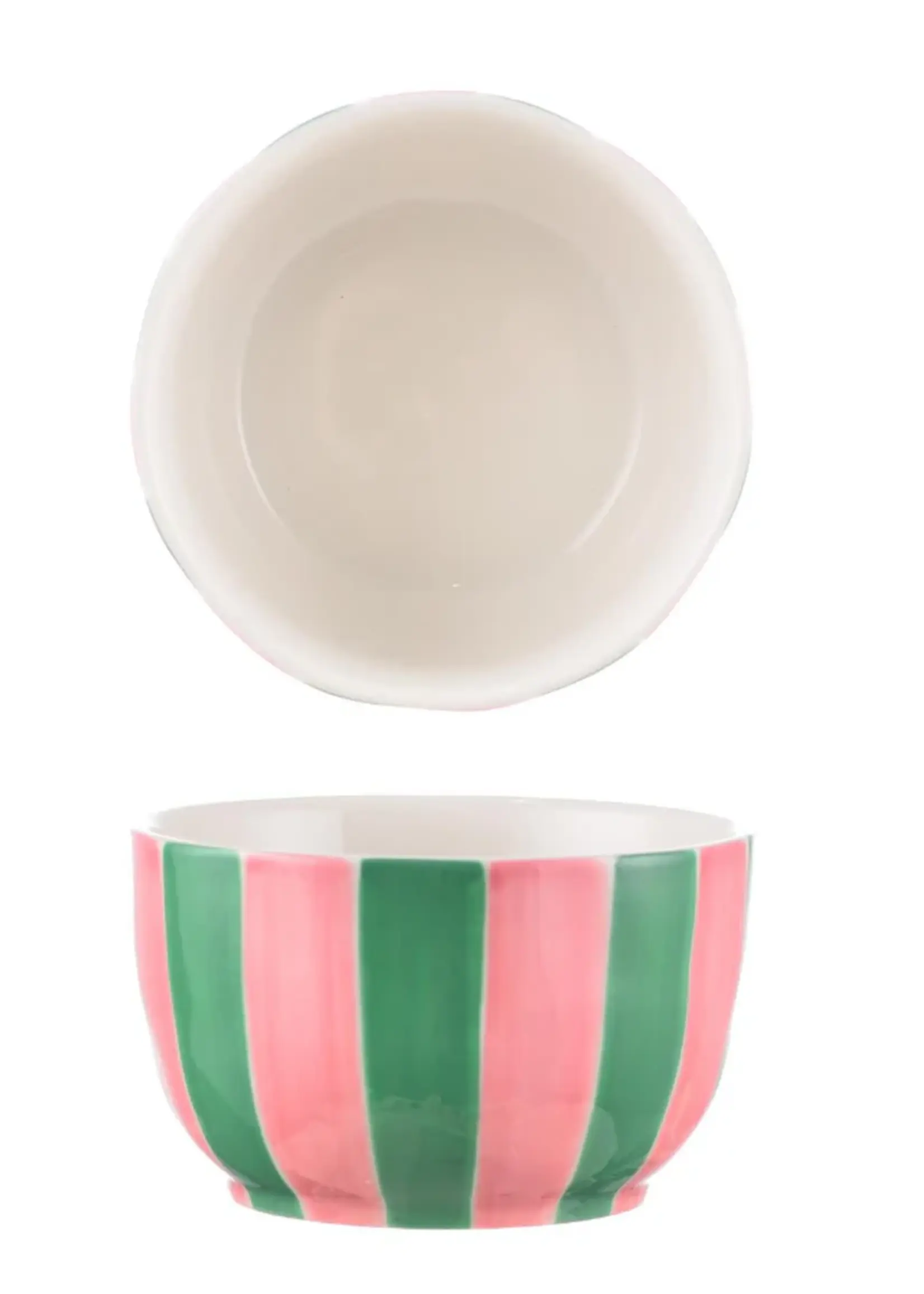 Small Bowl - Pink & Green Stripe