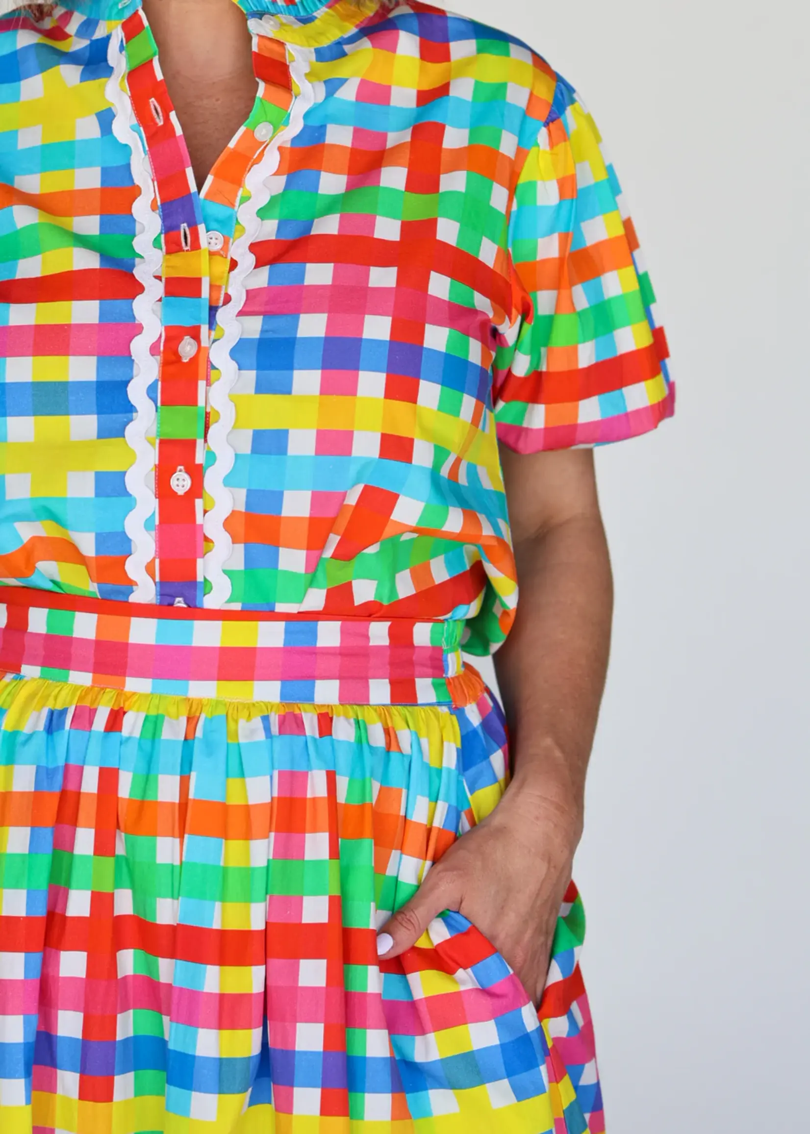 Liv & Milly Chloe Skirt Neon Gingham