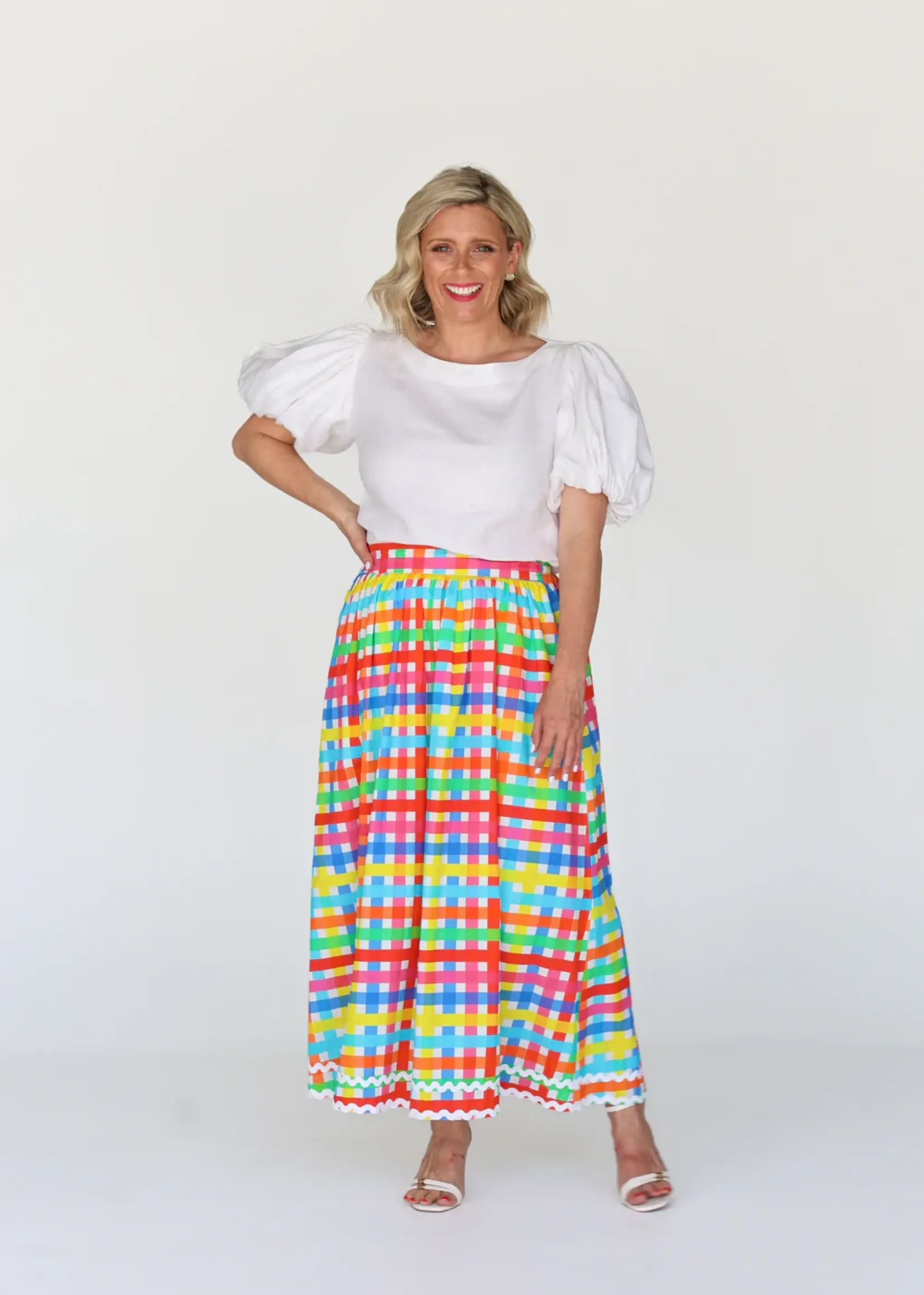 Liv & Milly Chloe Skirt Neon Gingham