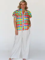 Liv & Milly Chloe Shirt Neon Gingham