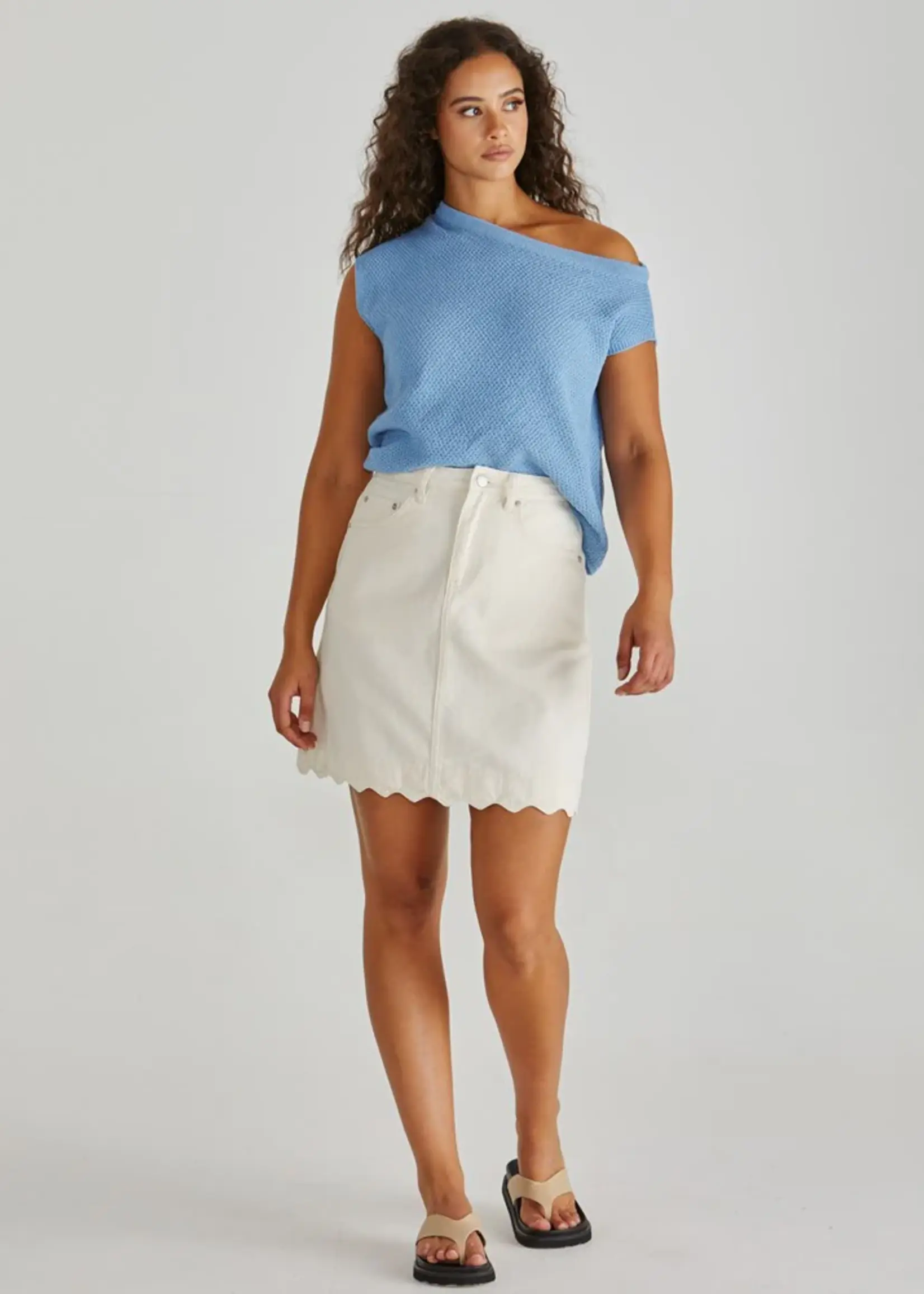 Sass Vale Scalloped Denim Skirt