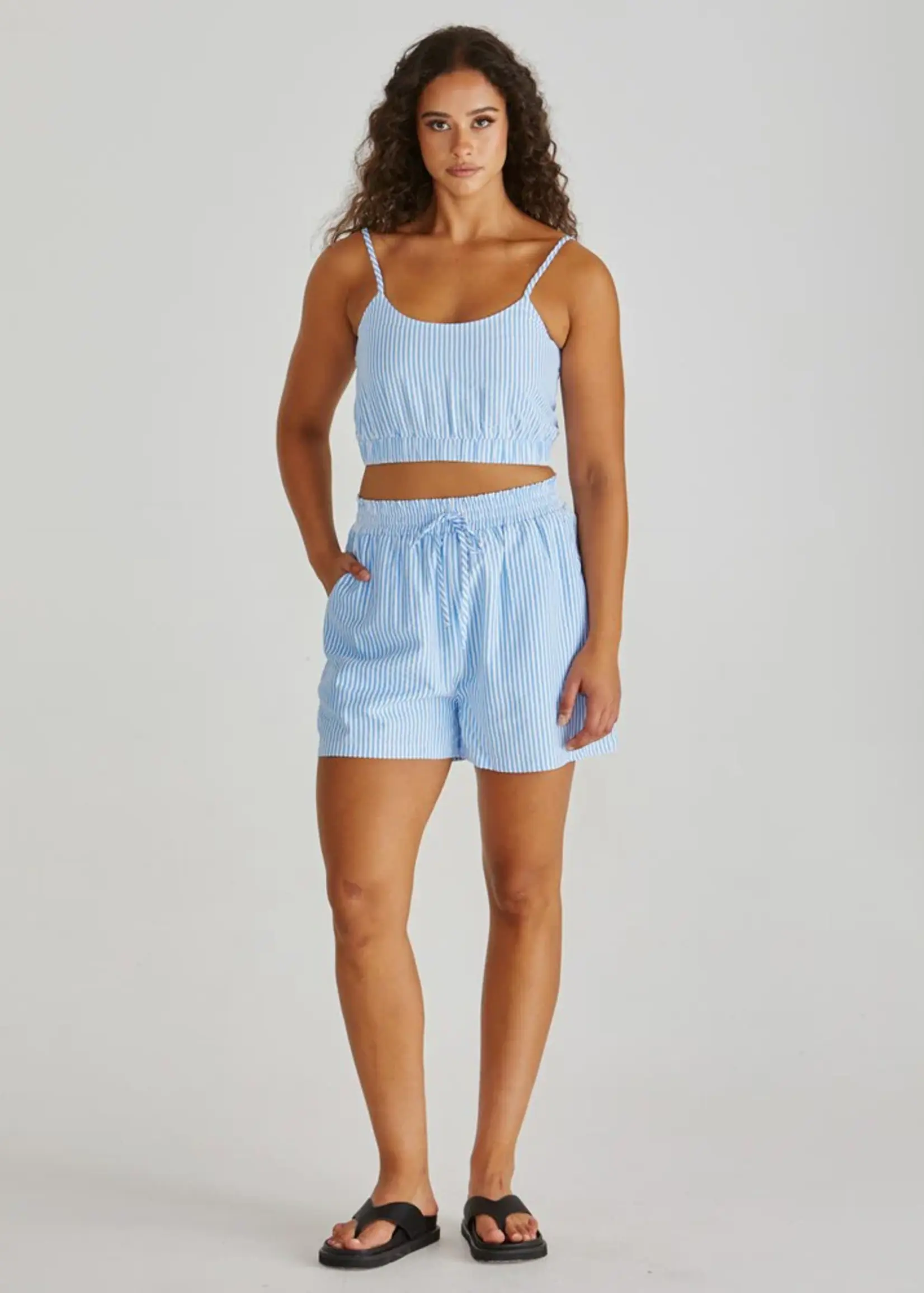 Alani Short - Blue and White Stripe