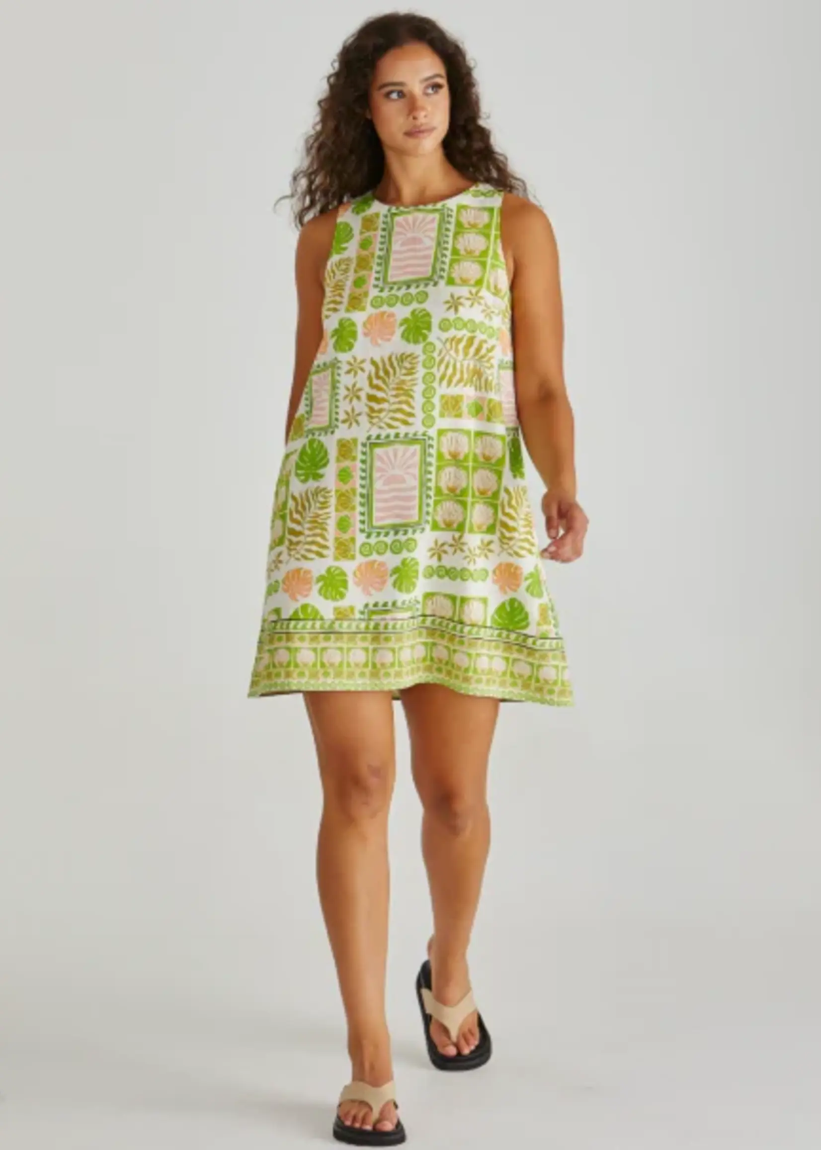 Sass Emmett Tie Back Dress - Shell Print
