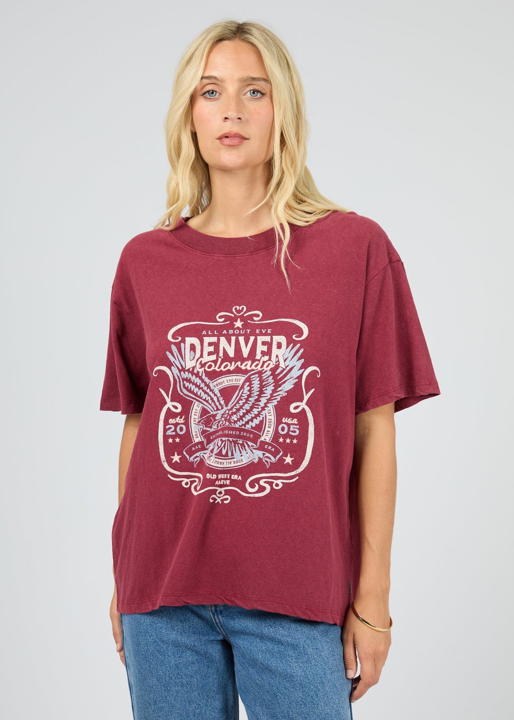 All About Eve Old West Era Box Tee - Wine