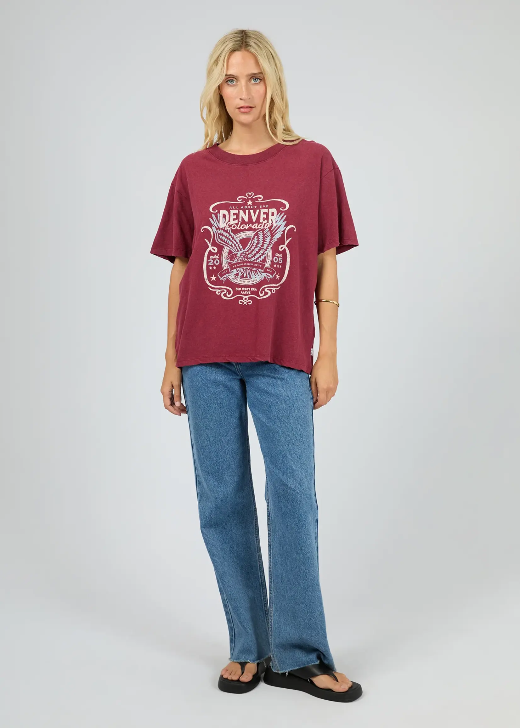 All About Eve Old West Era Box Tee - Wine