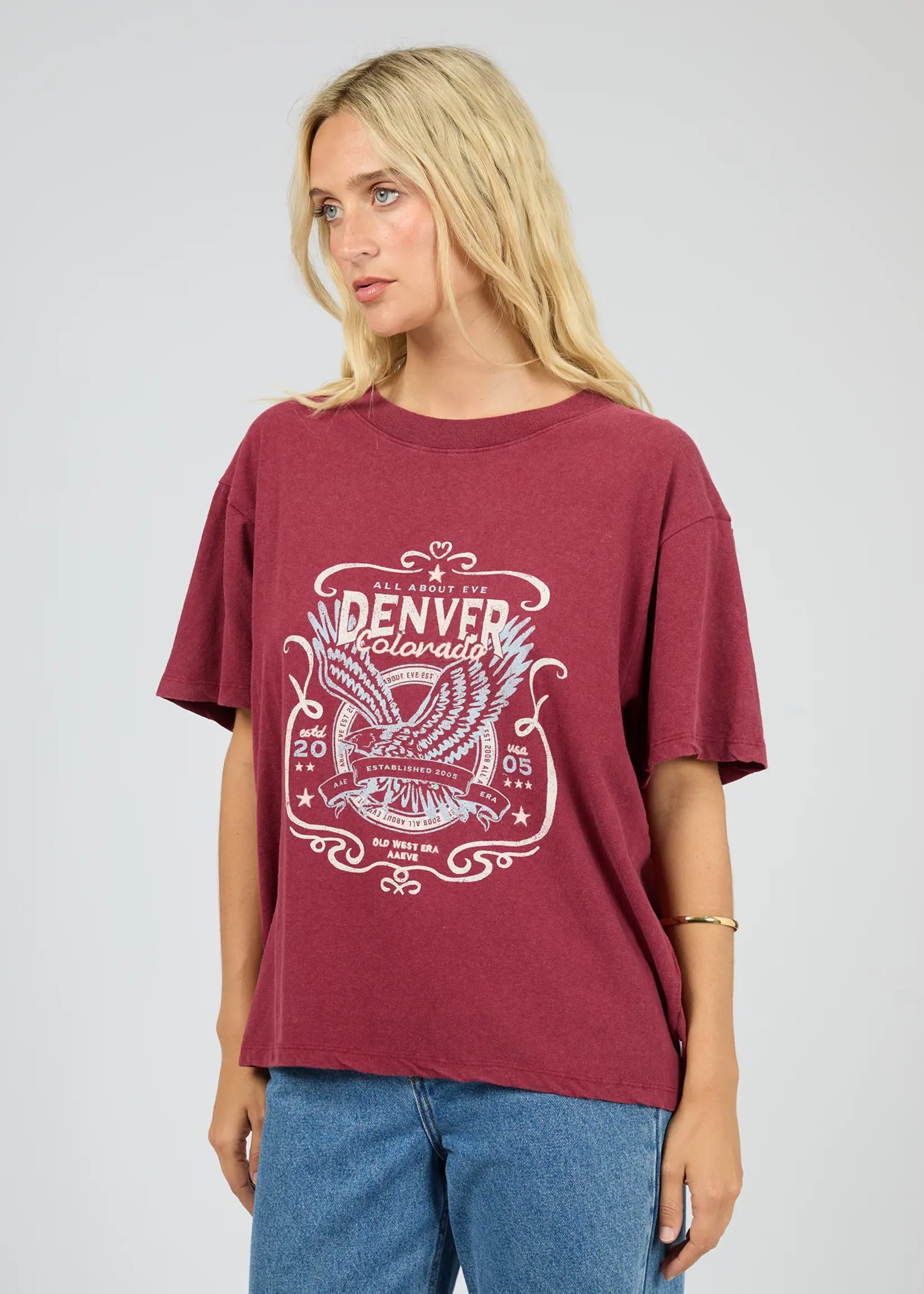 All About Eve Old West Era Box Tee - Wine