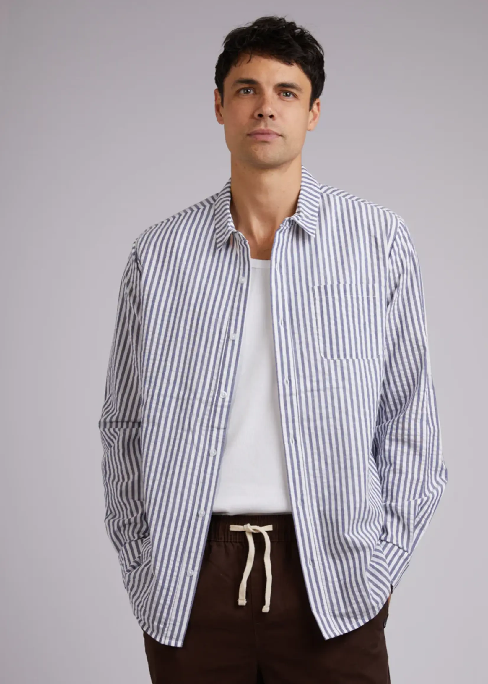 Linen Stripe Shirt - Blue