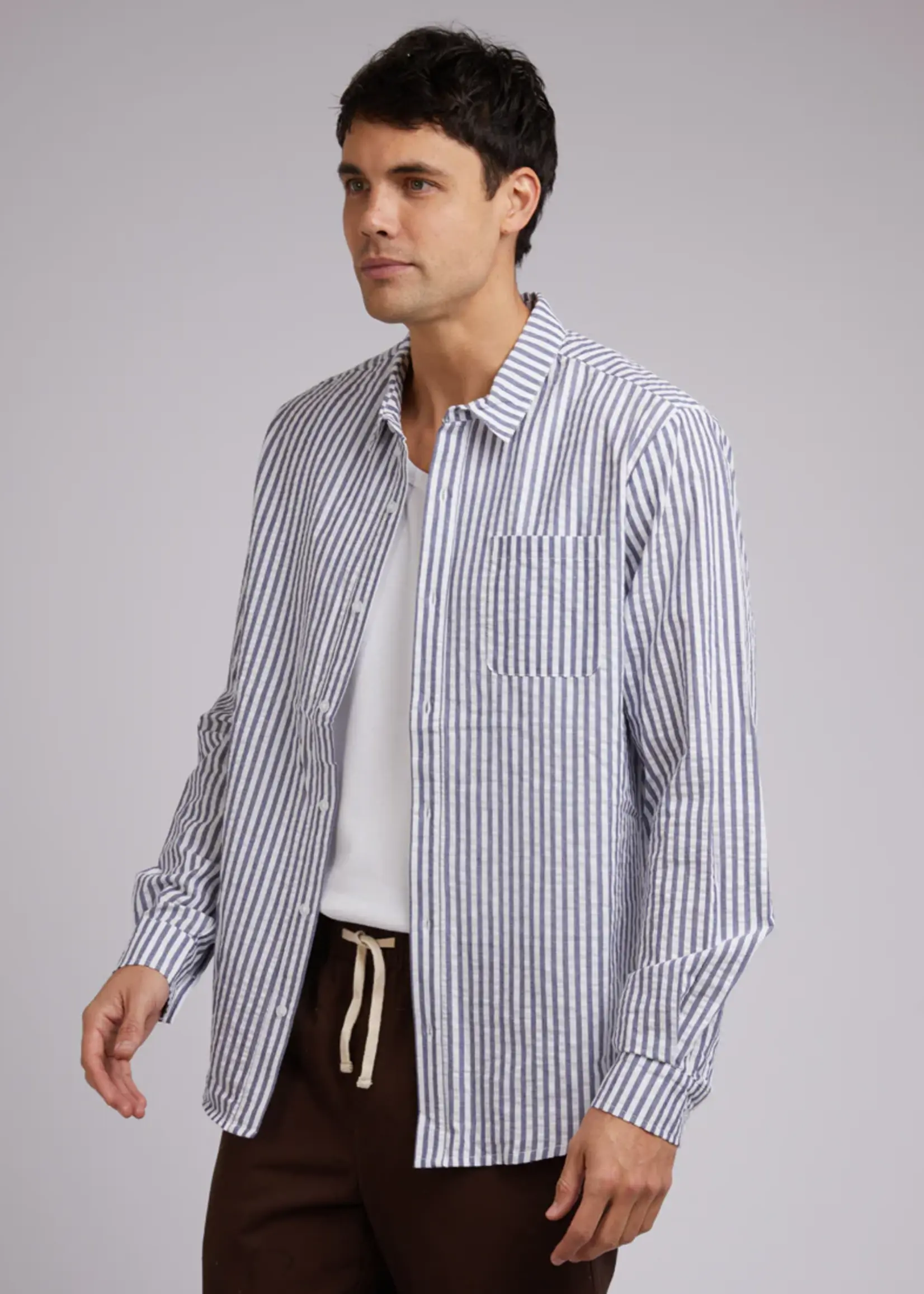 Linen Stripe Shirt - Blue