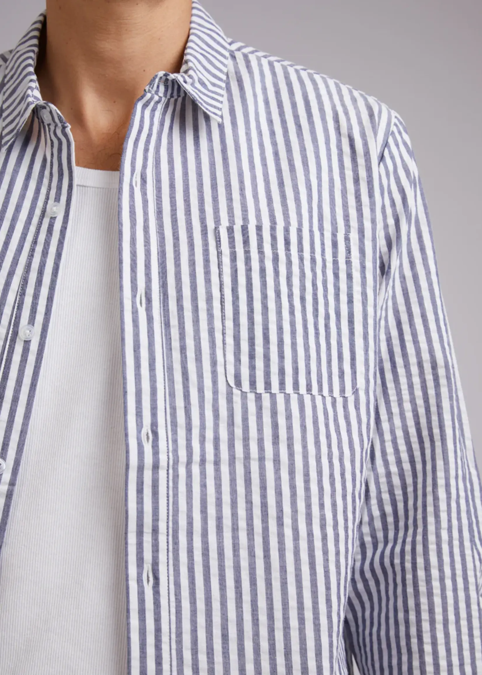 Linen Stripe Shirt - Blue