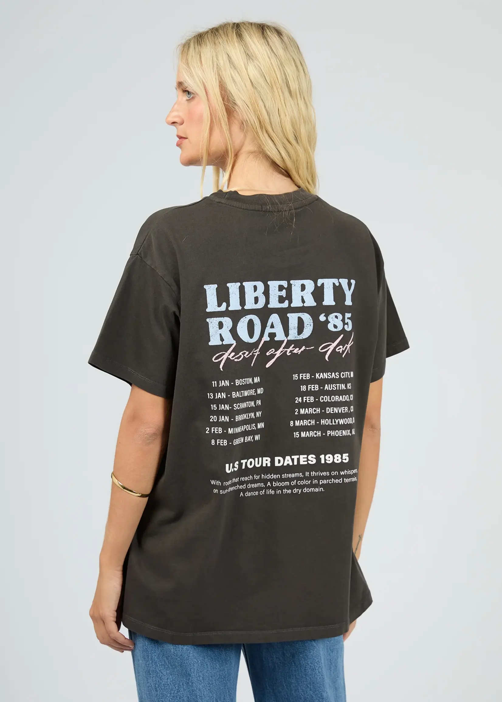 All About Eve Liberty Road Relaxed Tee - Washed Black
