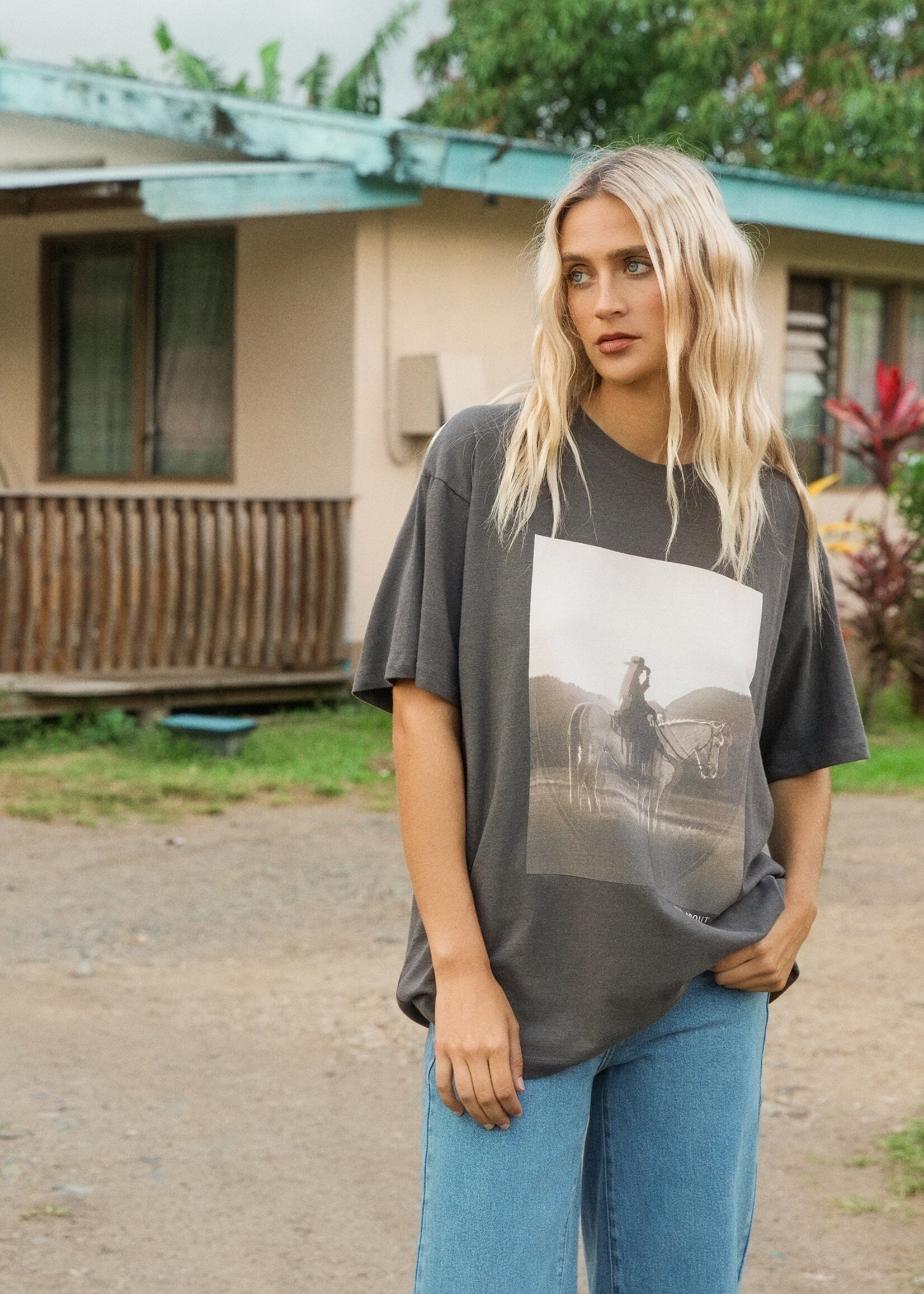 All About Eve Yellowstone Relaxed Tee - Charcoal