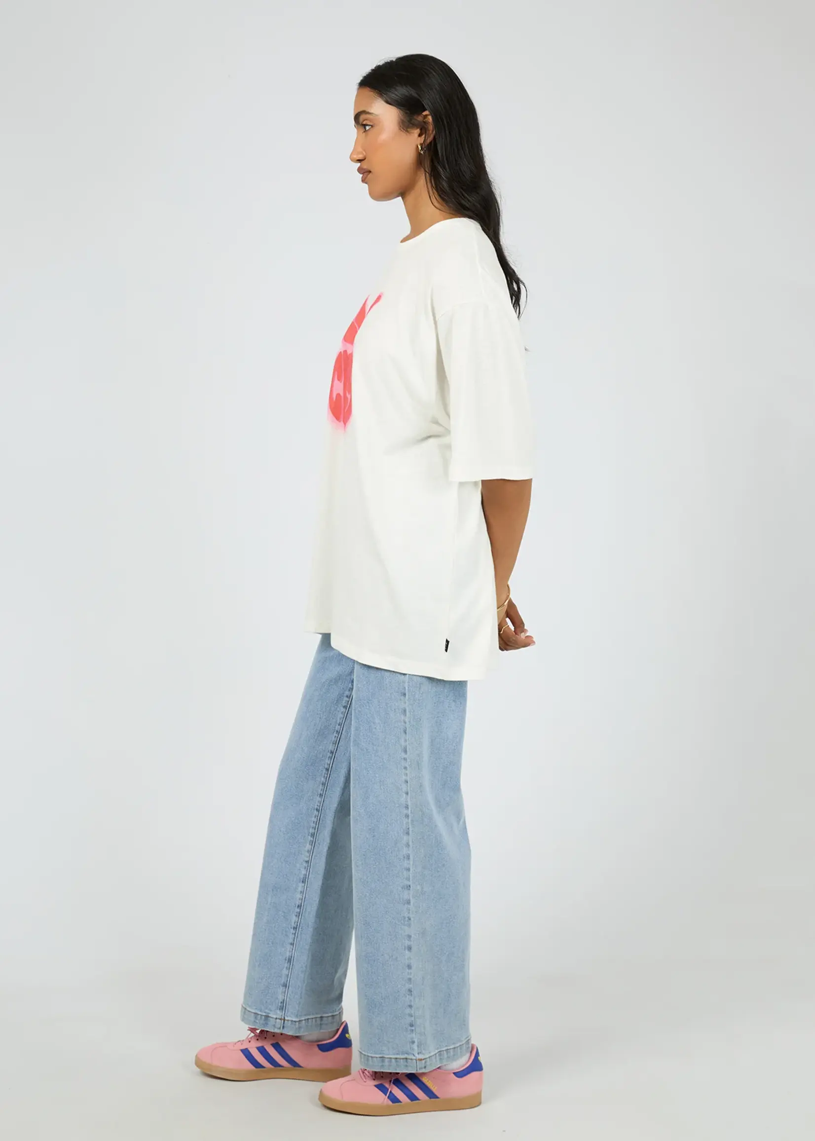 All About Eve Cherry Spray Oversized Tee - Vintage White