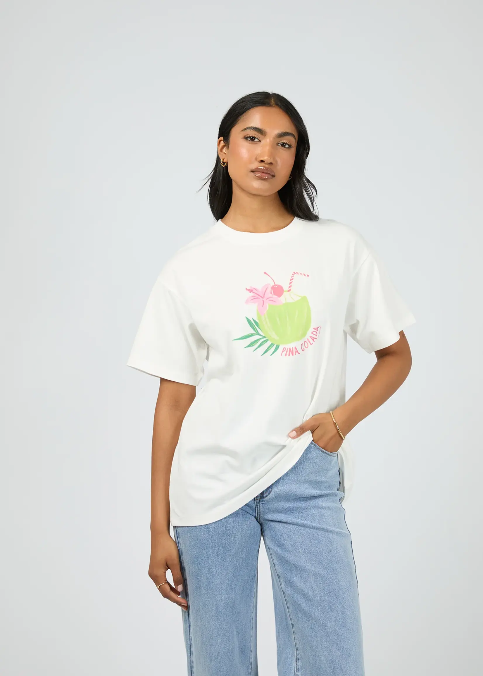All About Eve Pina Colada Relaxed Tee - Vintage White