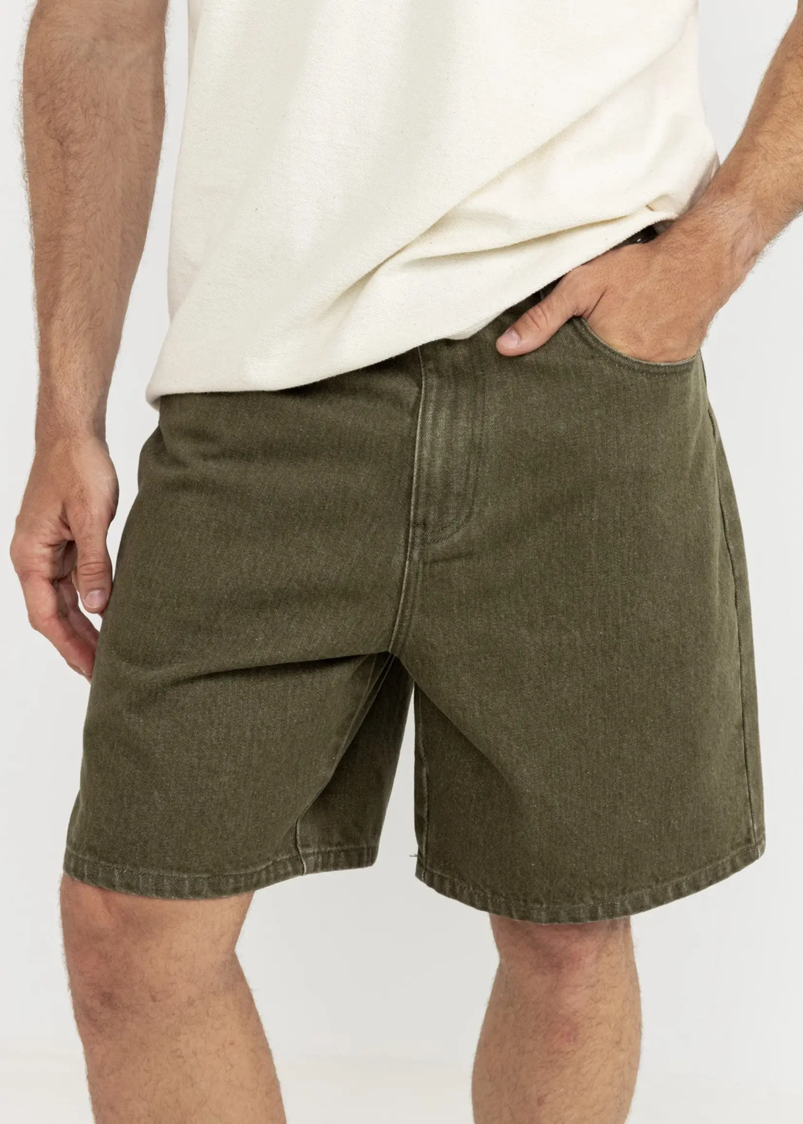 Rhythm Toby Denim Short - Washed Olive
