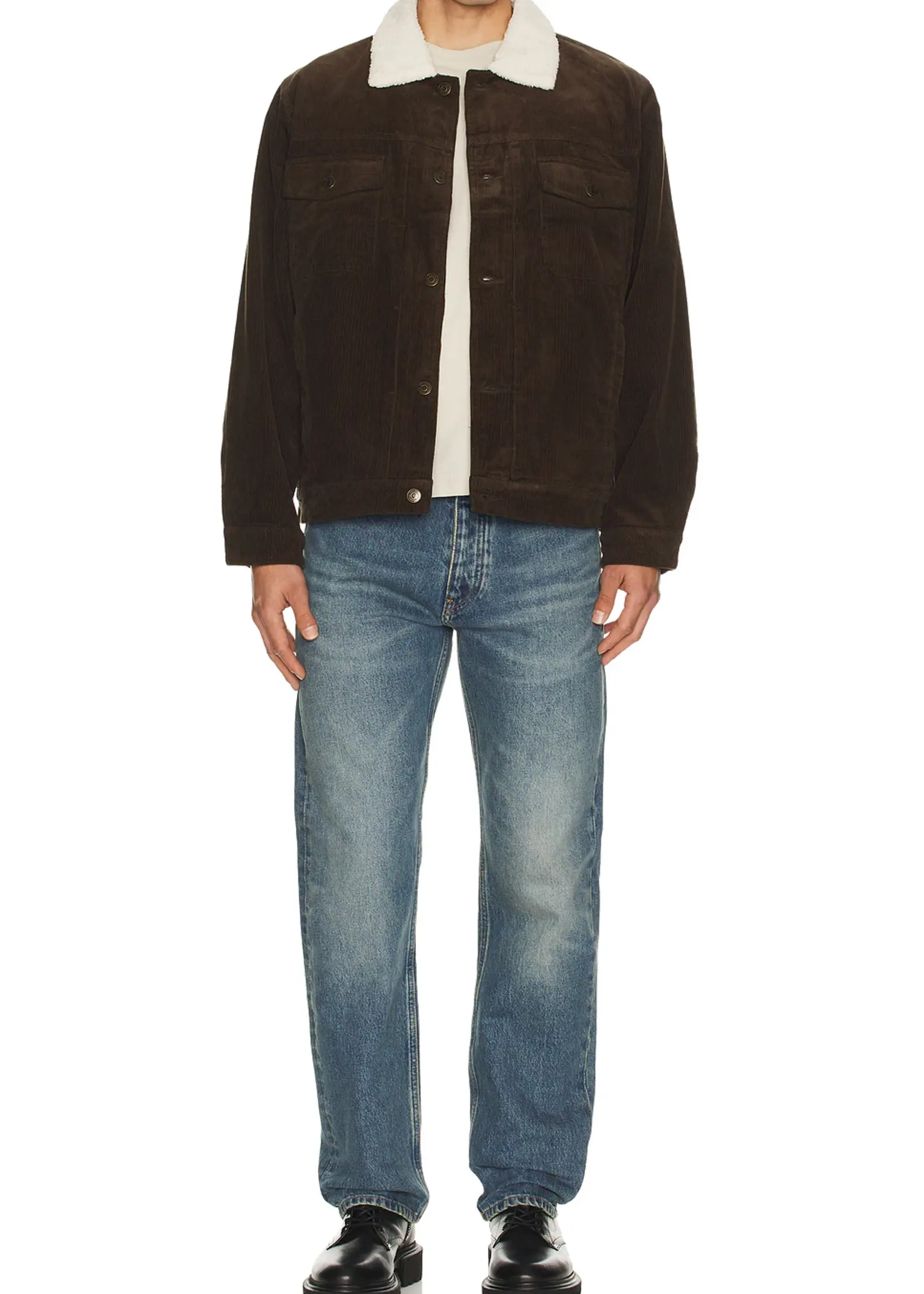 Rhythm Flannel Lined Cord Trucker - Chocolate