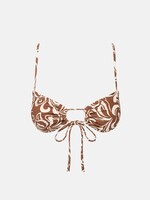 Rhythm Kai Floral Tie Front Bandeau Top - Chocolate