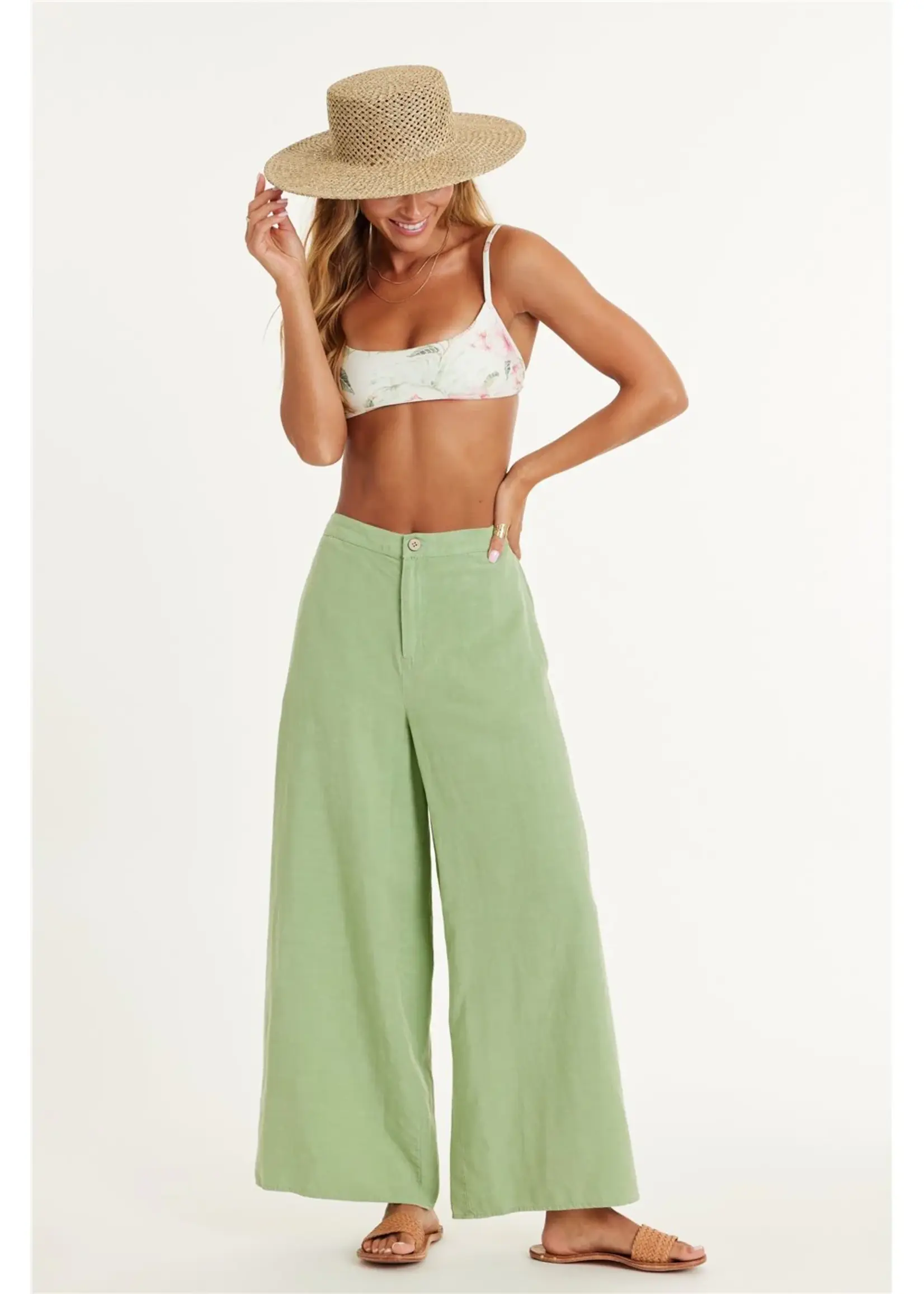 Mackenzie Woven Crop Pant - Island Green