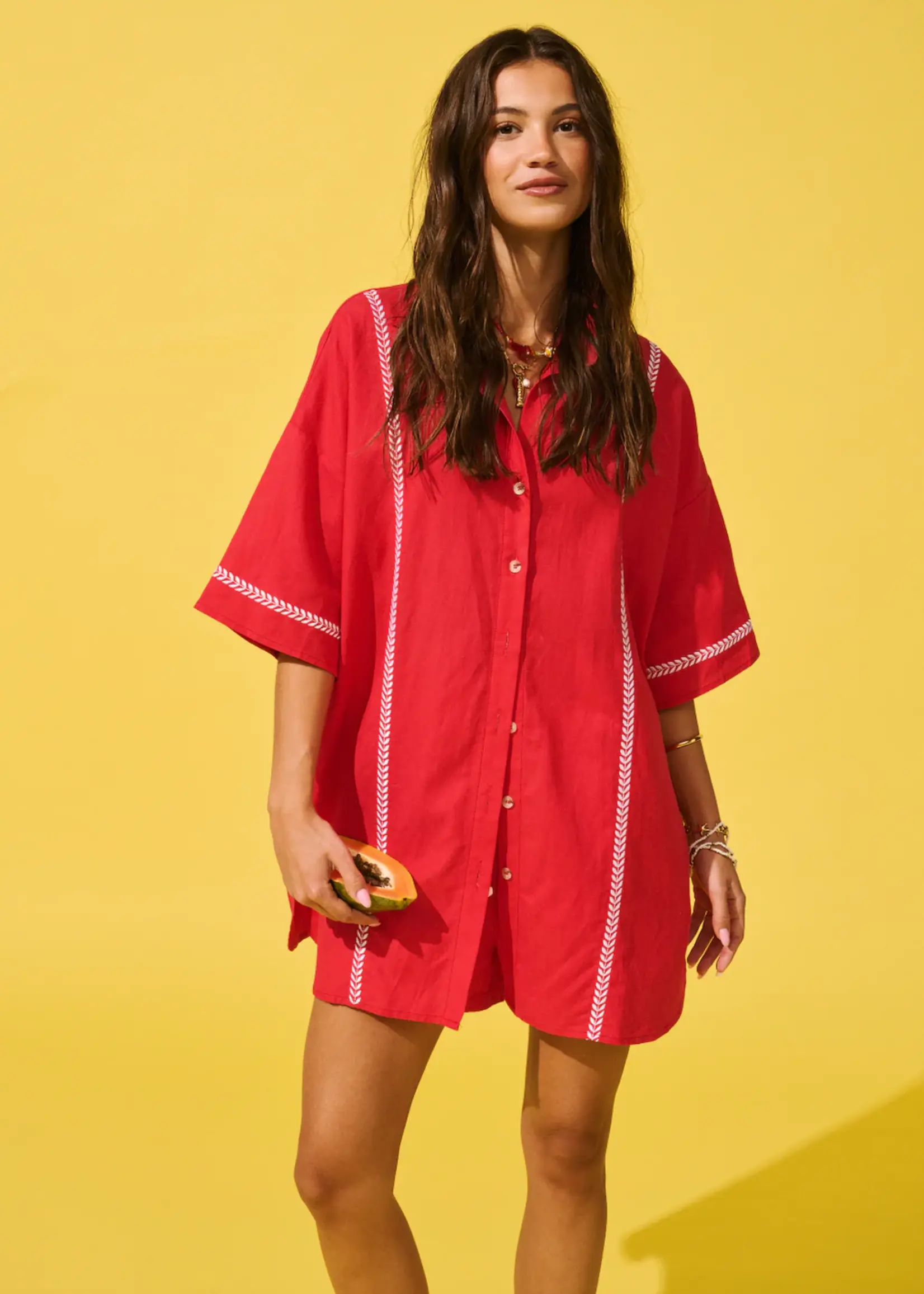 cartel and willow Casey Shirt Dress - Mandarin
