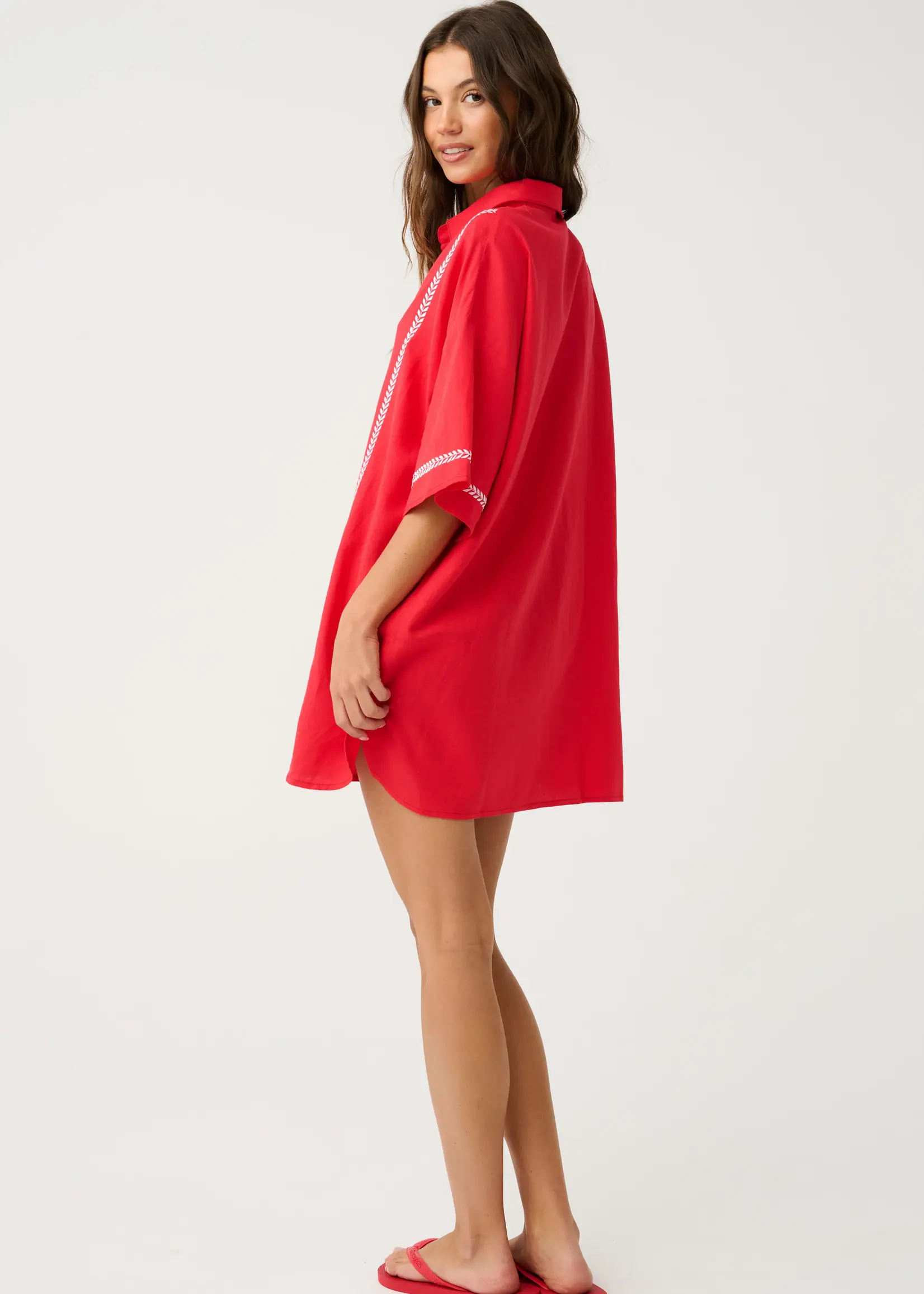 cartel and willow Casey Shirt Dress - Mandarin