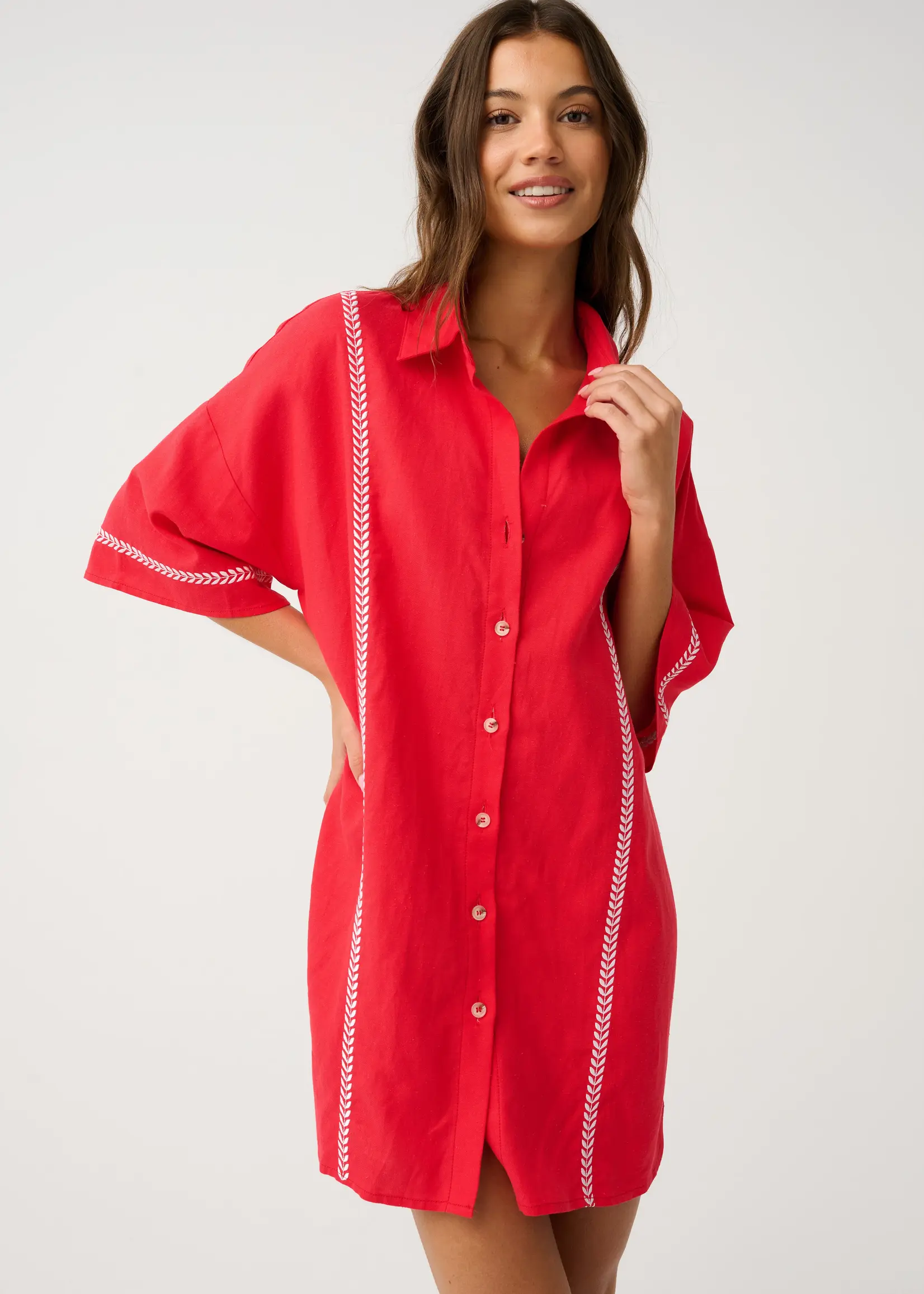 cartel and willow Casey Shirt Dress - Mandarin