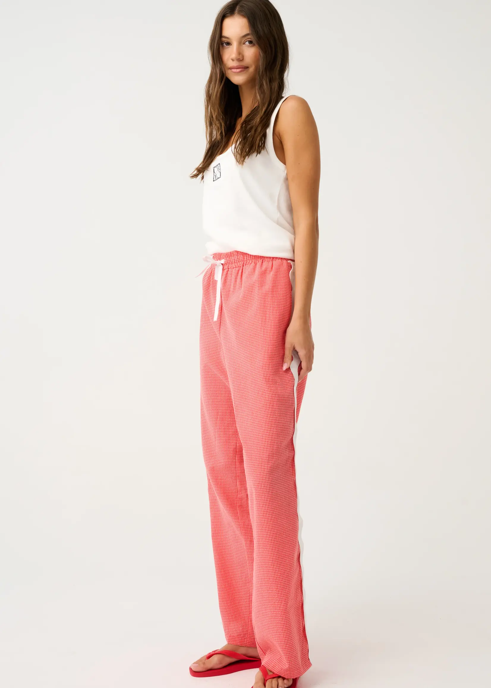 cartel and willow Blair Beach Pant - Coral Gingham