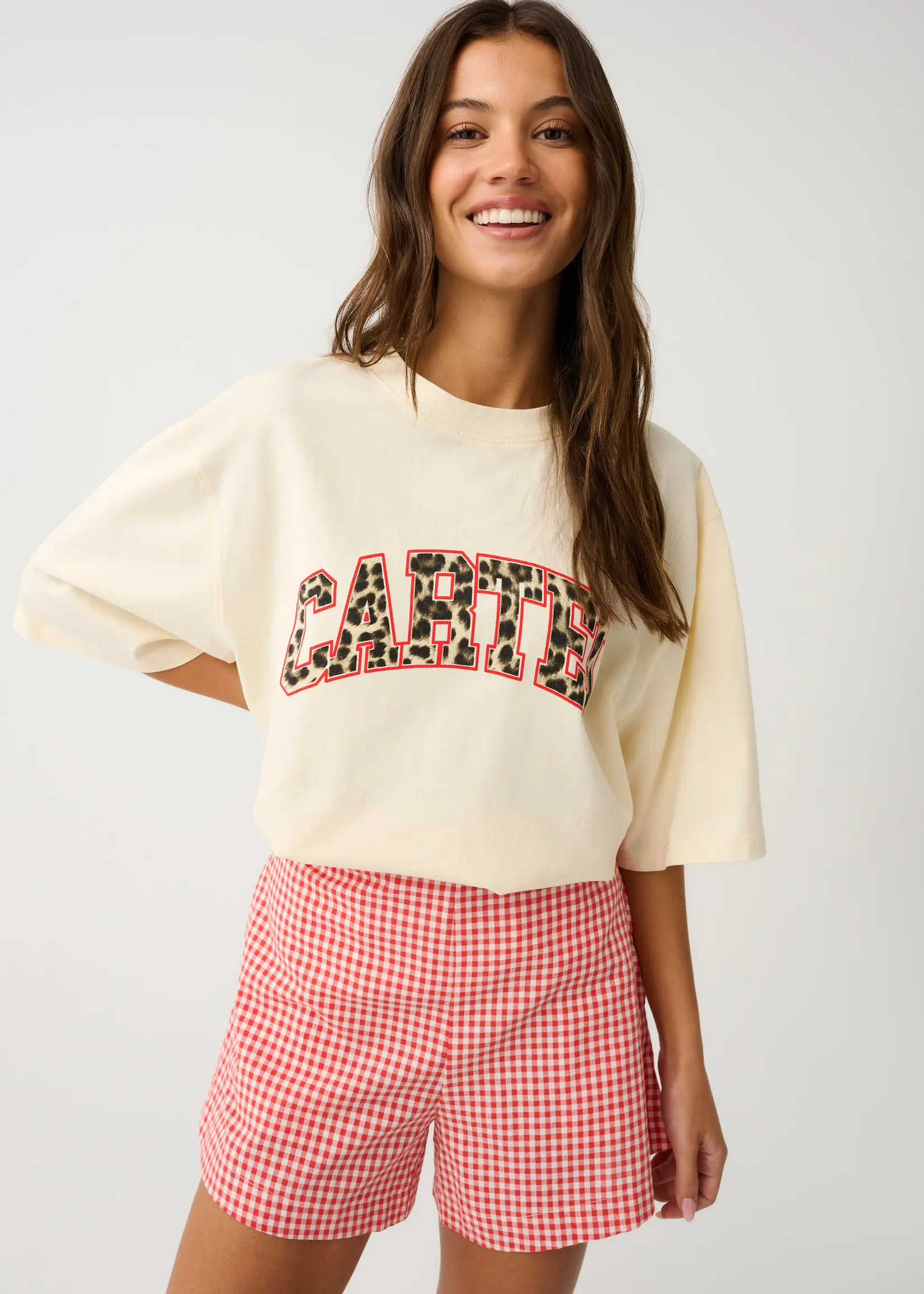 cartel and willow Jeana Tee - Buttermilk Leopard