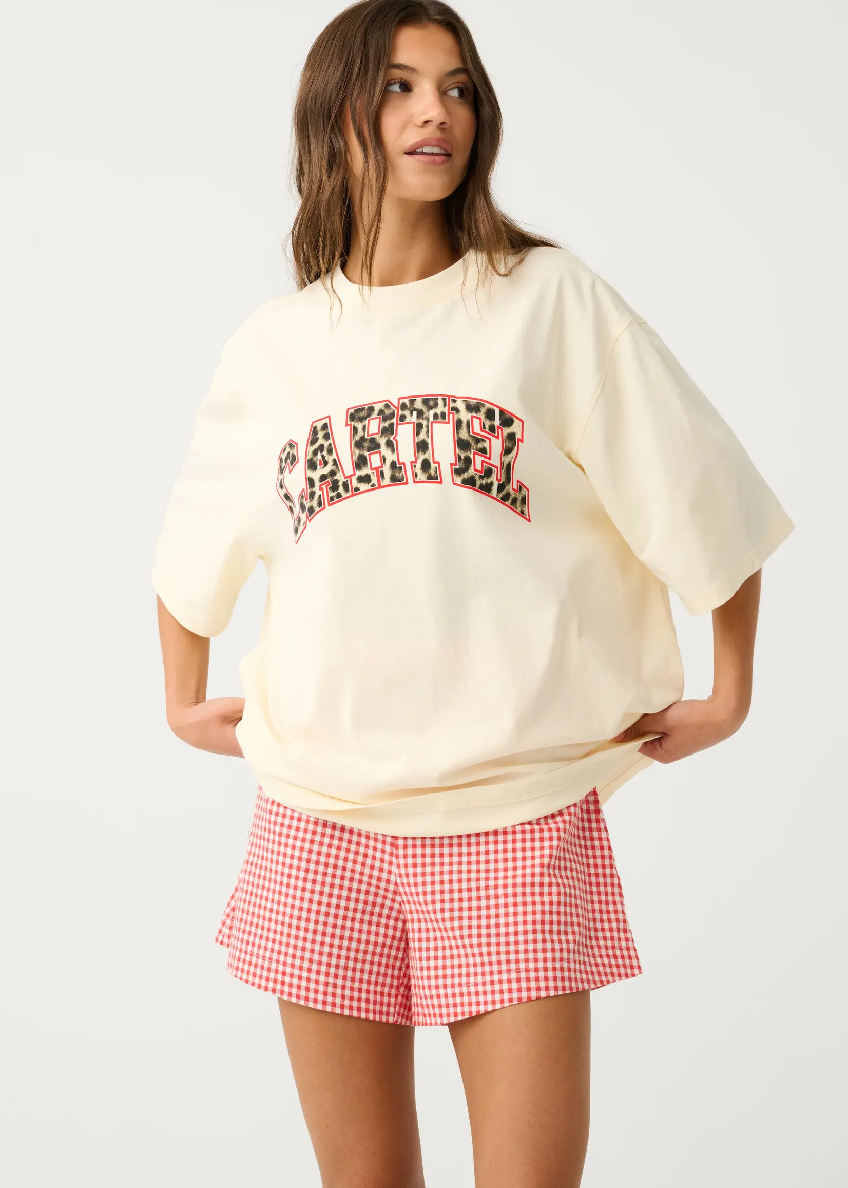 cartel and willow Jeana Tee - Buttermilk Leopard