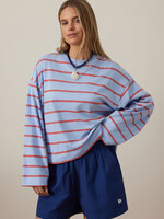Ceres Life Beau Long Sleeve Slouchy Tee - China Blue/Vintage Red Stripe