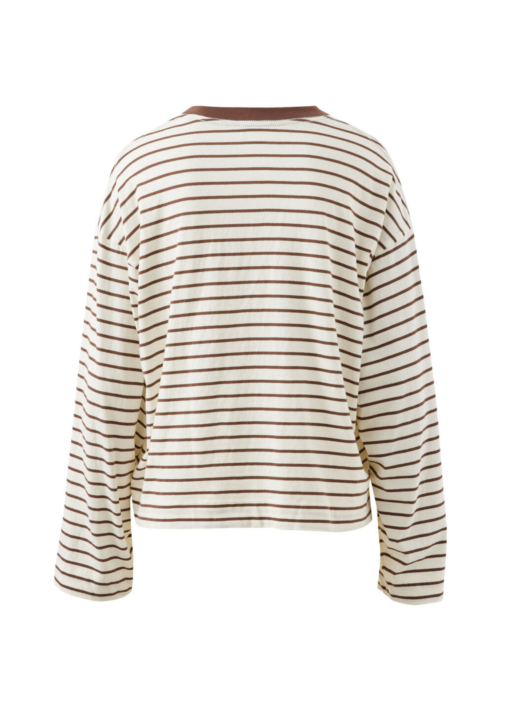 Ceres Life Beau Long Sleeve Slouchy Tee - Milk/Brunette Brown Stripe