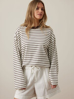 Ceres Life Beau Long Sleeve Slouchy Tee - Milk/Brunette Brown Stripe