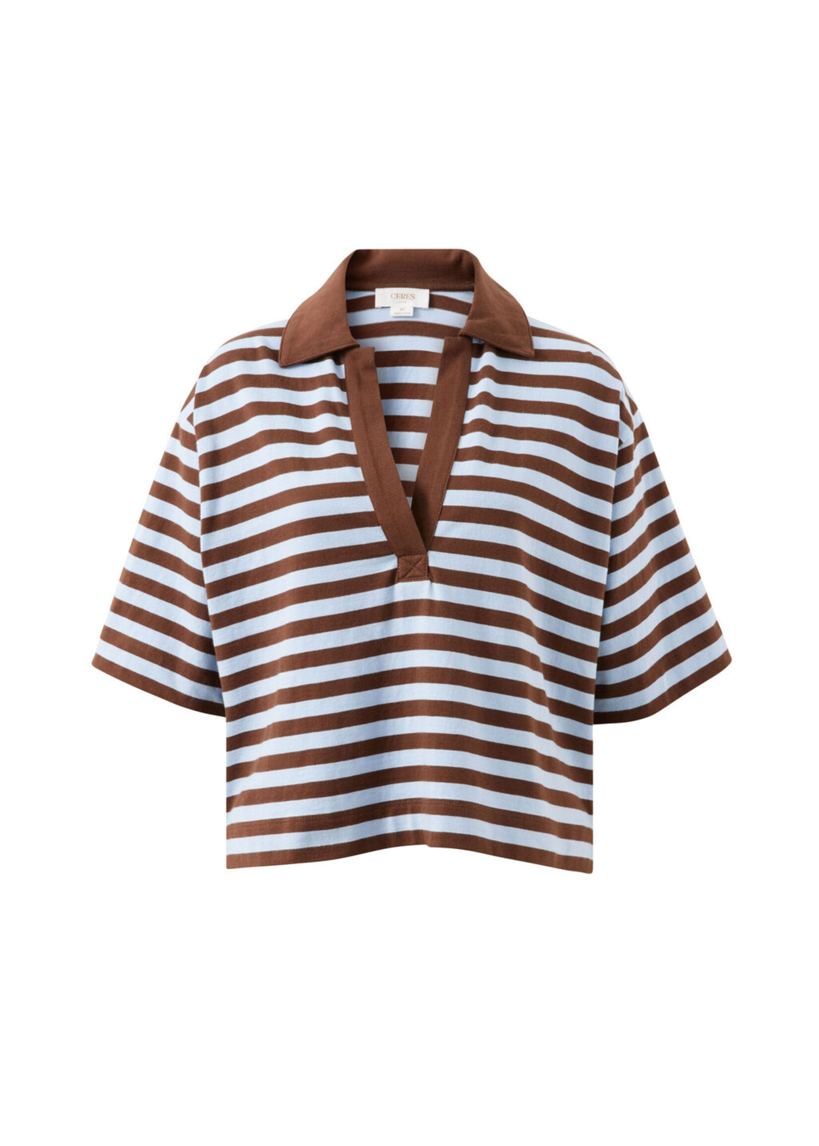 Ceres Life Arlie Short Sleeve Rugby - Choc/Chalk Stripe