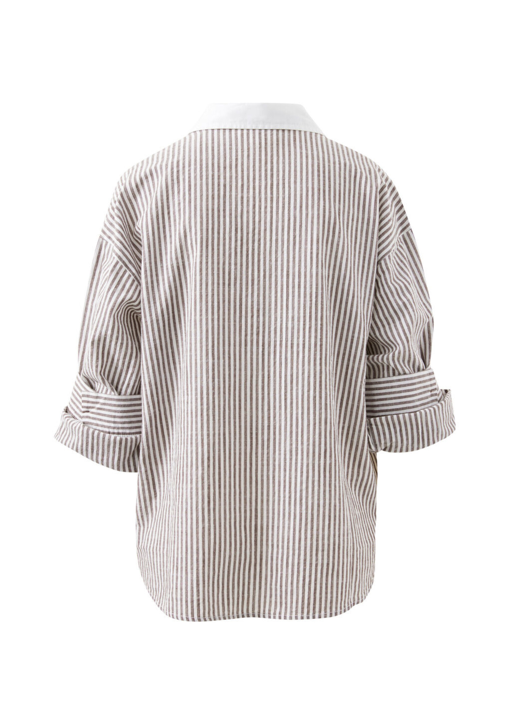 Ceres Life Miya Shirt - Brown White Small Stripe