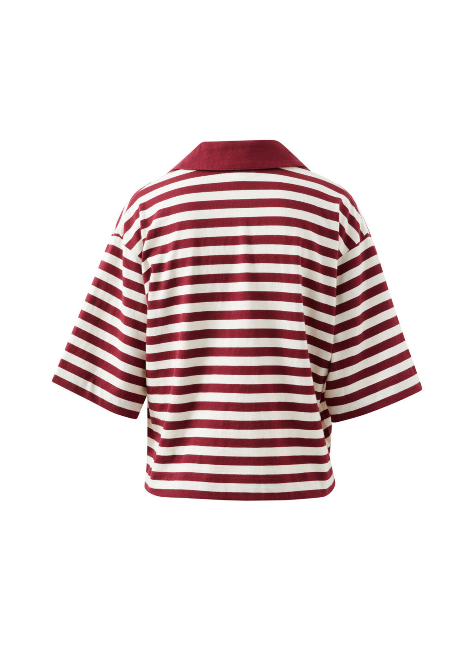 Ceres Life Arlie Short Sleeve Rugby - Burgundy/Milk Stripe