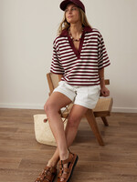 Ceres Life Arlie Short Sleeve Rugby - Burgundy/Milk Stripe