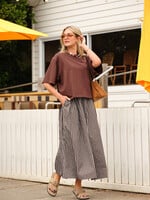 Ceres Life Florence Maxi Skirt - Chocolate White Stripe