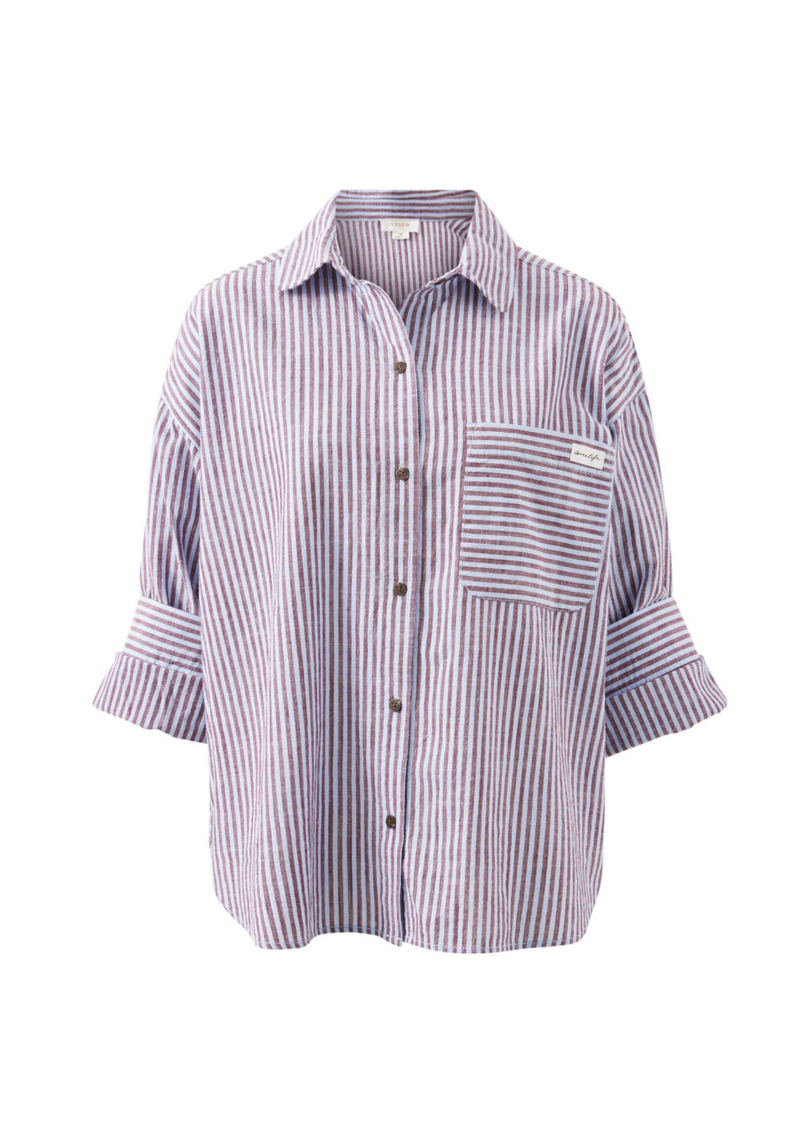 Ceres Life Miya Shirt - Wine Blue Small Stripe